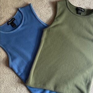 Two Streetwear Society Fitted Blue and Green Tank Tops